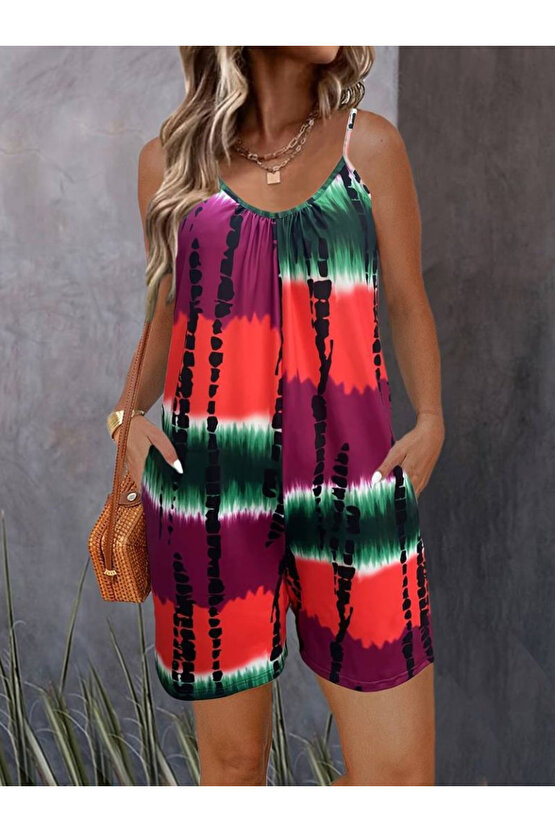 eyesof Kadın Ip Askılı Yuvarlak Yaka Cepli Kısa şort Süprem Takım