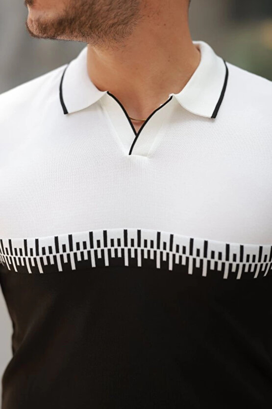 Erkek Hemşire Yaka çift Renk Kısa Kollu Tişört