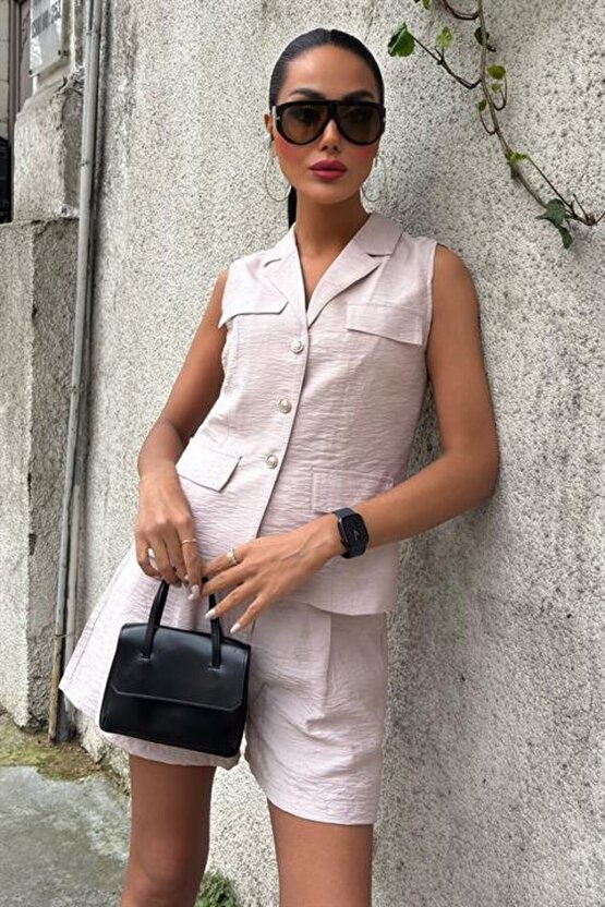 gl00my Yazın Şıklığına Adım Atın - Yelek Şort Takım -17