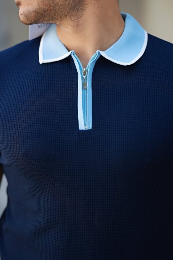 eyesof Erkek Renkli Yaka Kısa Kollu Tişört