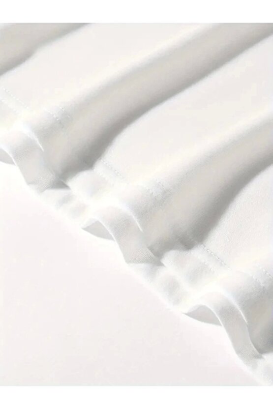 Baskılı Oversize Bisiklet Yaka T-shirt - Beyaz