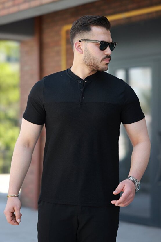 eyesof Erkek Hakim Yakalı Kısa Kollu Pamuklu T-shirt