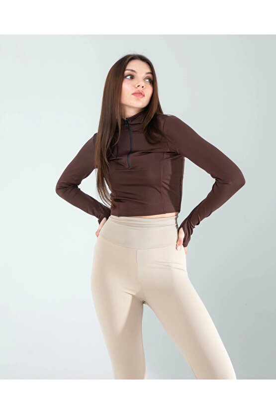 Kahve Renkli Parmak Geçmeli Spor Body