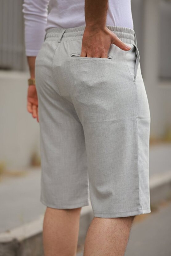 JANES Erkek Beli Bağcıklı Ve Düğmeli Bezayağı Kumaş şort