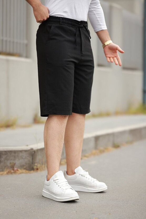 eyesof Erkek Beli Bağcıklı Ve Düğmeli Bezayağı Kumaş şort