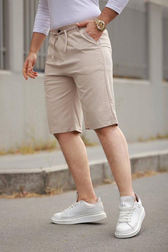 eyesof Erkek Beli Bağcıklı Ve Düğmeli Bezayağı Kumaş şort