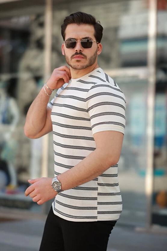 Erkek çizgili Kısa Kollu T-shirt