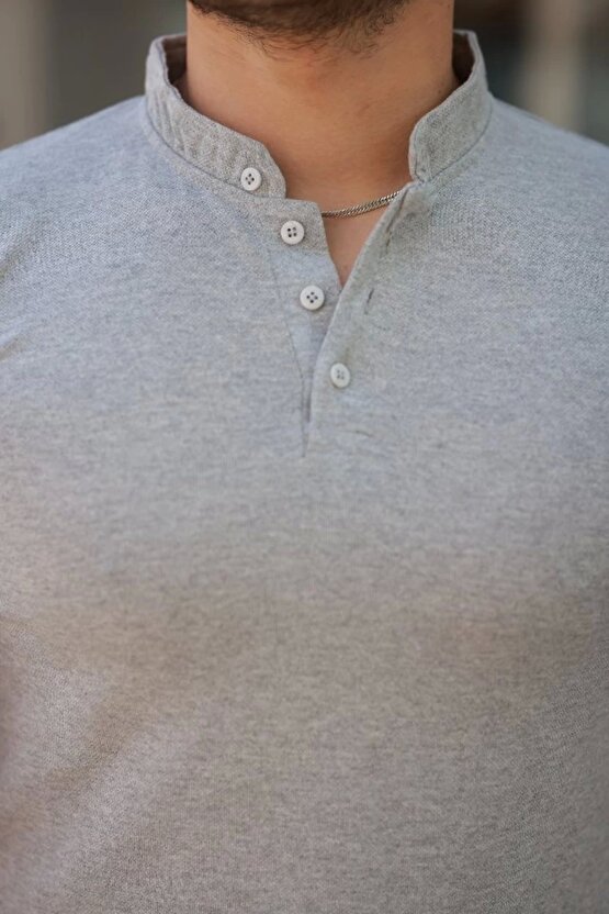 Erkek Hakim Yaka Dokuma Pamuklu Kumaş Kısa Kollu T-shirt