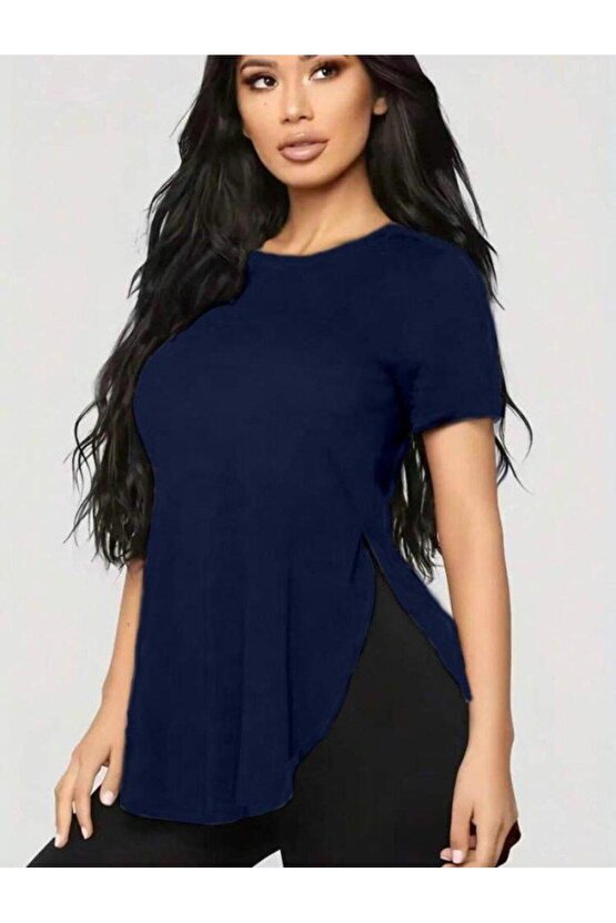 Kadın Türlü Viskon Kumaş Yırtmaç Detaylı Bluz