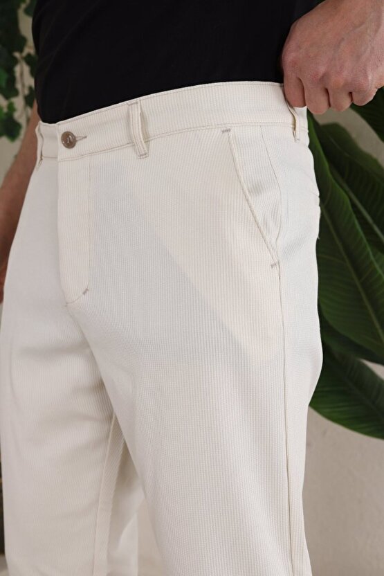 eyesof Erkek Casual Slim Fit Cord Desenli Kumaş Pantolon