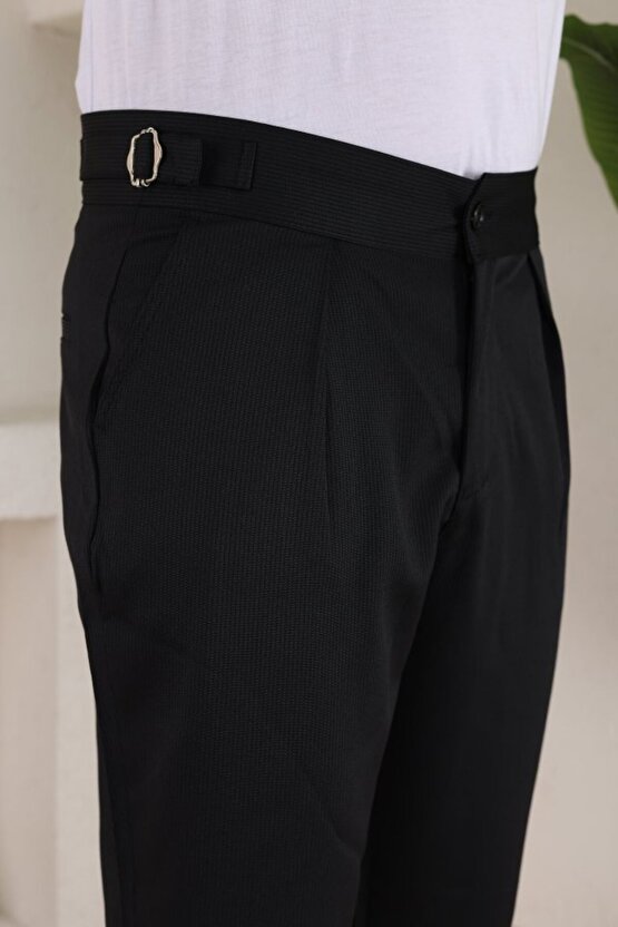 eyesof Erkek Duble Paça Yandan Tokalı Cord Desenli Old Money Pantolon