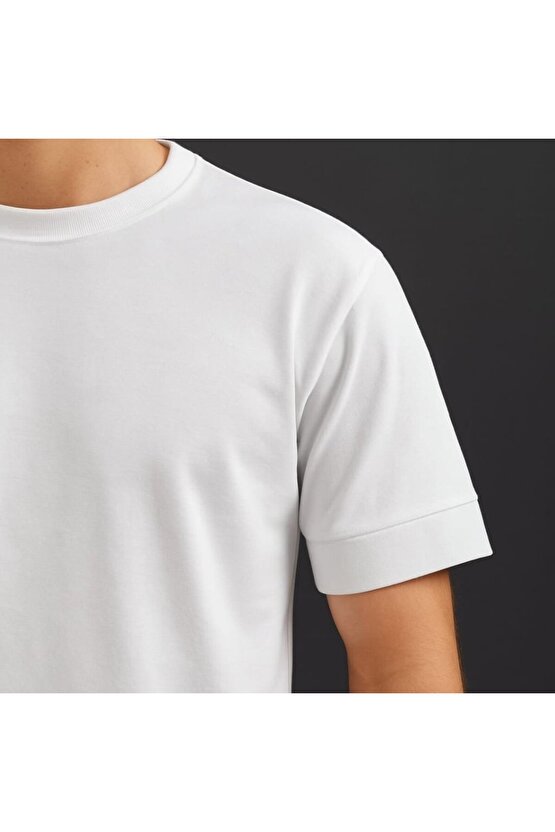 eyesof Erkek Basic Oversize Double Face Kumaş Kısa Kollu Tshirt