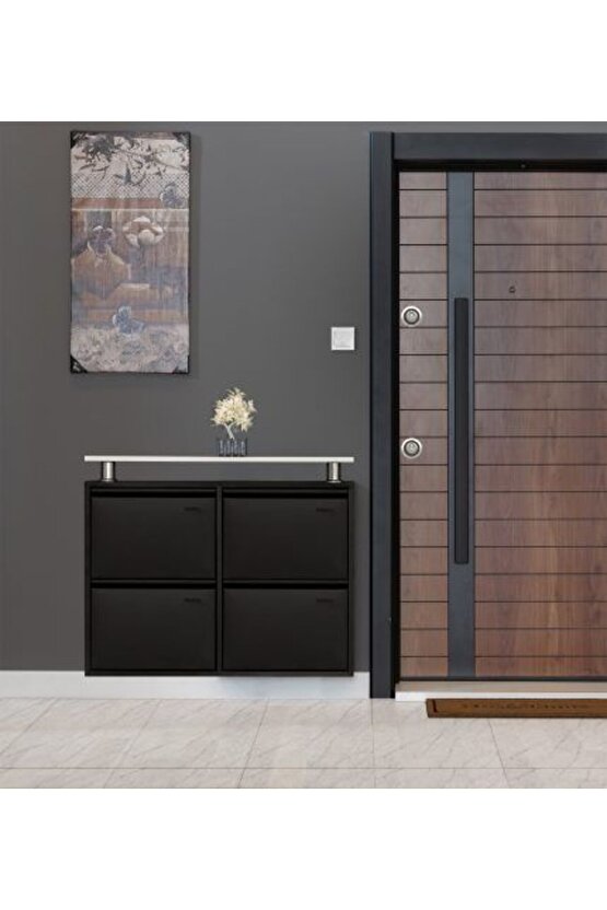 2+2 Metal Ayakkabılık (Siyah) | Dar Alanlar İçin Akıllı Çözüm