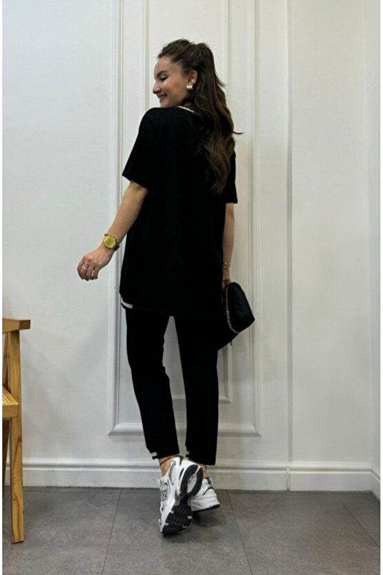 eyesof Kadın Kısa Kollu V Yakalı Iki Iplik Bluz Ve Pantolon Ikili Takım