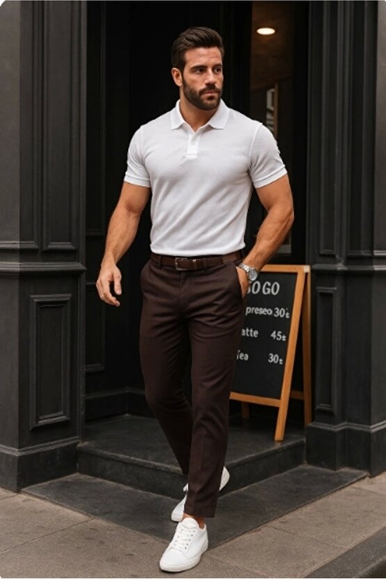 Erkek Düz Kesim Bilek Boy Kumaş Pantolon