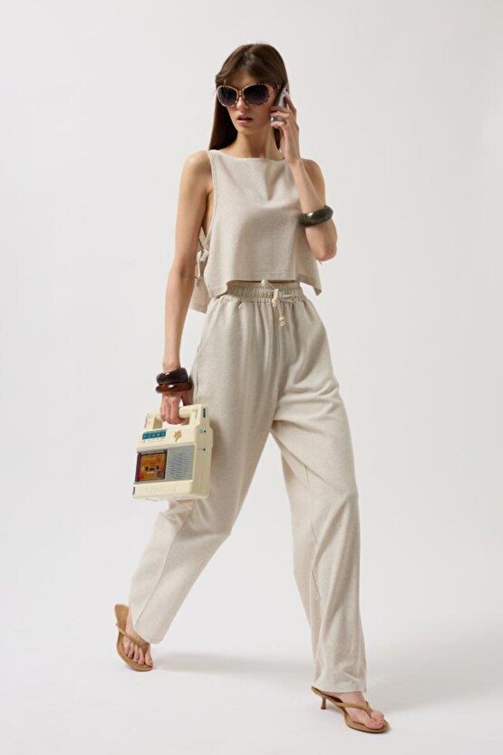 Yandan Bağlamalı Crop Bluz