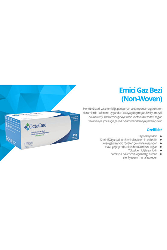 OctaCare Steril Emici Gaz Bezi 10cm x 10cm 150 Adet