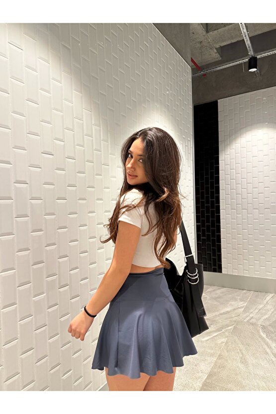 Antrasit Scuba Şort Etek