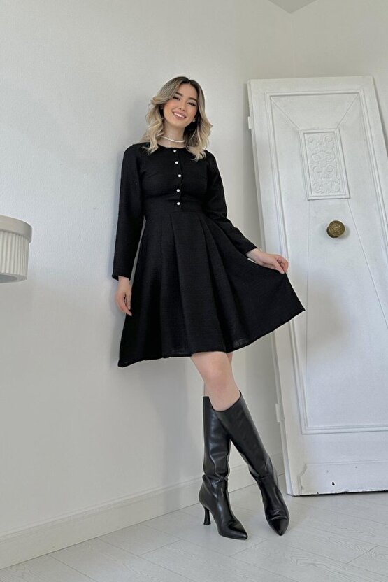 eyesof Siyah Kısa Klasik Elbise