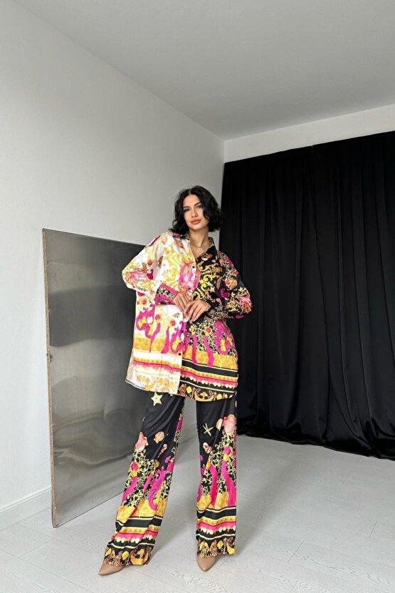 eyesof Desenli Gömlek Ve Desenli Pantolon Takım