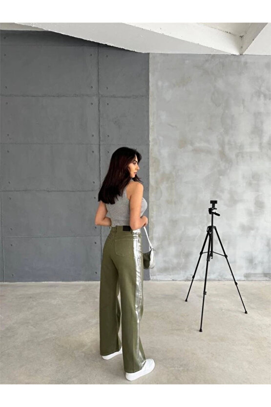 GABARDİN PALAZZO PANTOLON - Haki