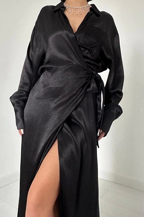 iyah Kuşaklı Gömlek Elbise