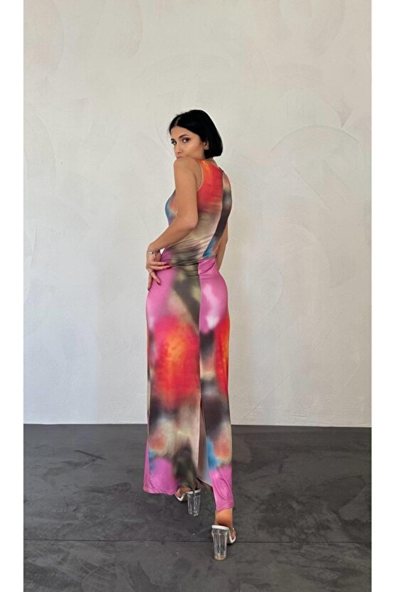 eyesof Bej Batik Desenli Elbise