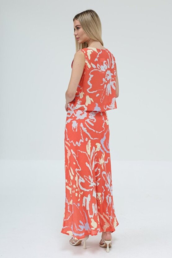 eyesof Bağcıklı Bluzlu Etek Takım - Kırmızı