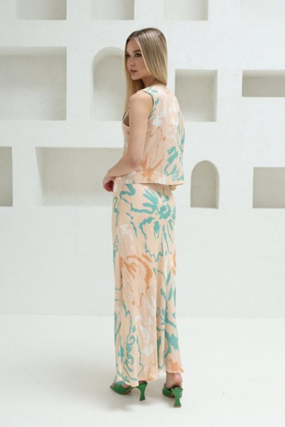 eyesof Bağcıklı Bluzlu Etek Takım - Pudra