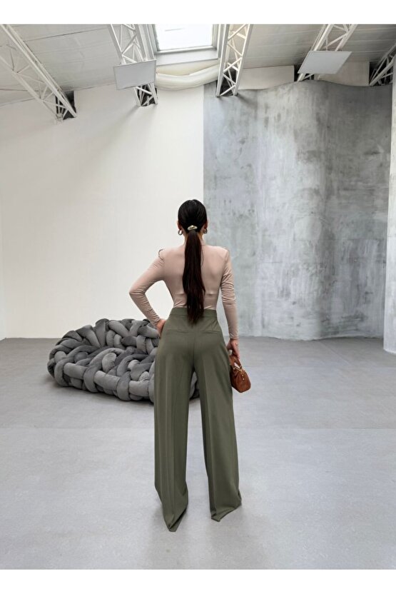 230 Gr Poly Viscose Full Lycra Pileli Palazzo Pantolon