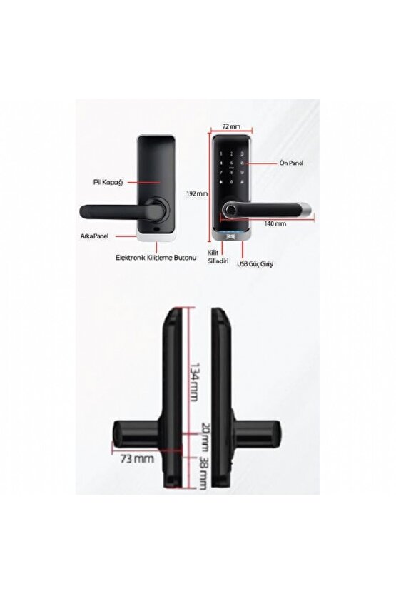 KD050-50-225 Parmak İzli ve Şifreli Akıllı Kilit