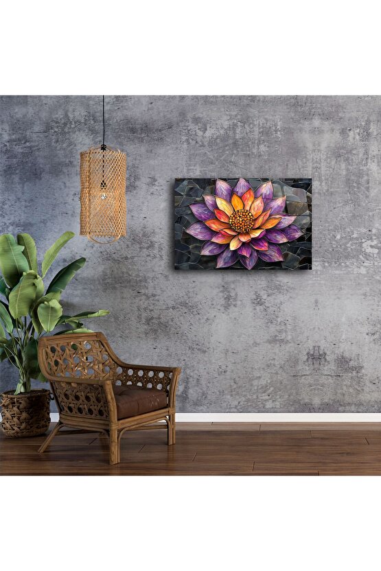 Lotus Çiçeği Cam Duvar Tablosu