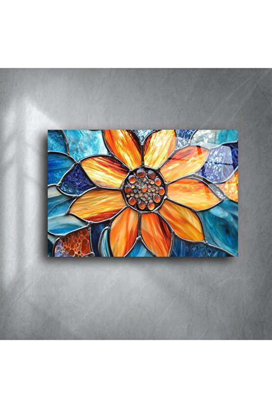 El Yapımı Renkli Cam Mozaik Çiçek Duvar Sanatı