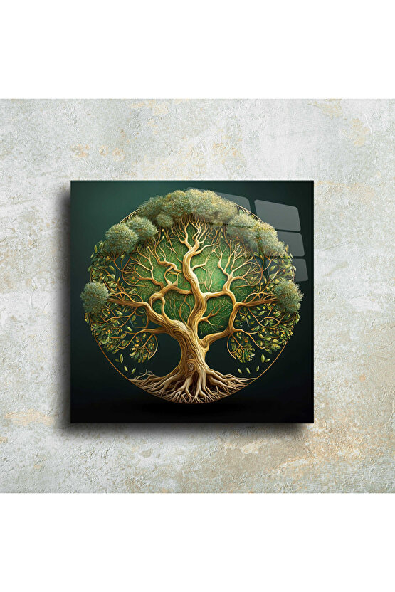 Hayat Ağacı Görseli Cam Tablo Duvar Dekoru 8