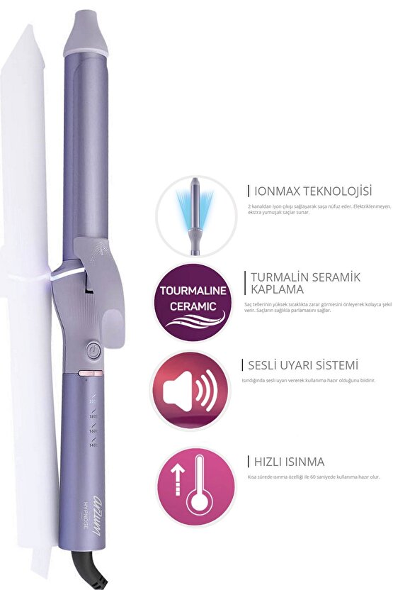 Hypnose Ionmax Saç Maşası Turmalin Seramik Plaka 28mm - AR5104