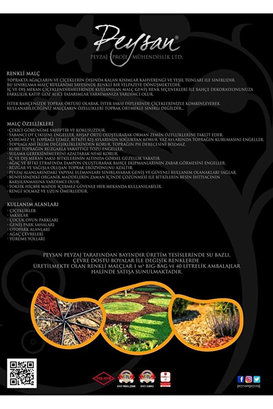 Mavi Renkli Malç 40 Litre 25-65 mm Renkli Ağaç Kabuğu Renkli Ağaç Yonga Bahçe Dekor Peyzaj Mulch