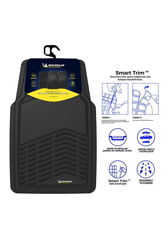 MC33856 Tüm Araçlara Uyumlu 4 Parça Üniversal 3D Havuzlu Oto Paspas