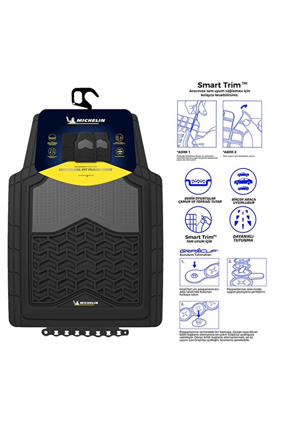 MC34891 Tüm Araçlara Uyumlu 4 Parça Üniversal 3D Havuzlu Oto Paspas