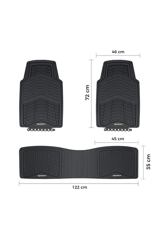 MC33863 Tüm Araçlara Uyumlu 3 Parça Üniversal 3D Havuzlu Oto Paspas