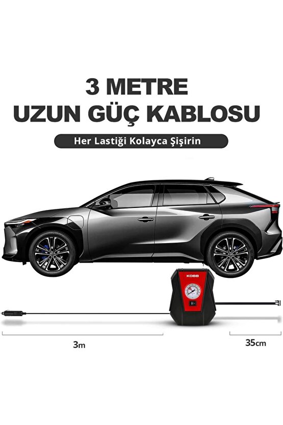 KOBB KB100 12Volt 100 PSI Analog Göstergeli Hava Lastik Şişirme Pompası
