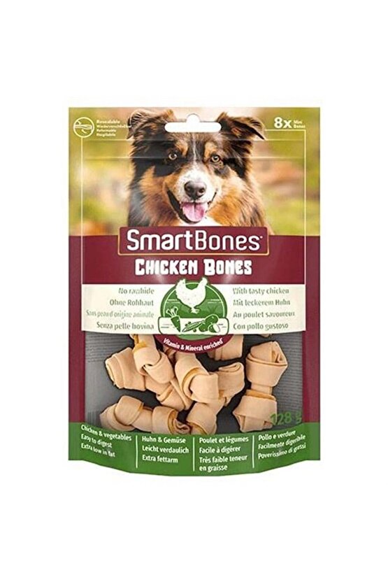 Smart Bones Tavuklu Mini Kemik Köpek Ödülü 8 Parça 128 gr