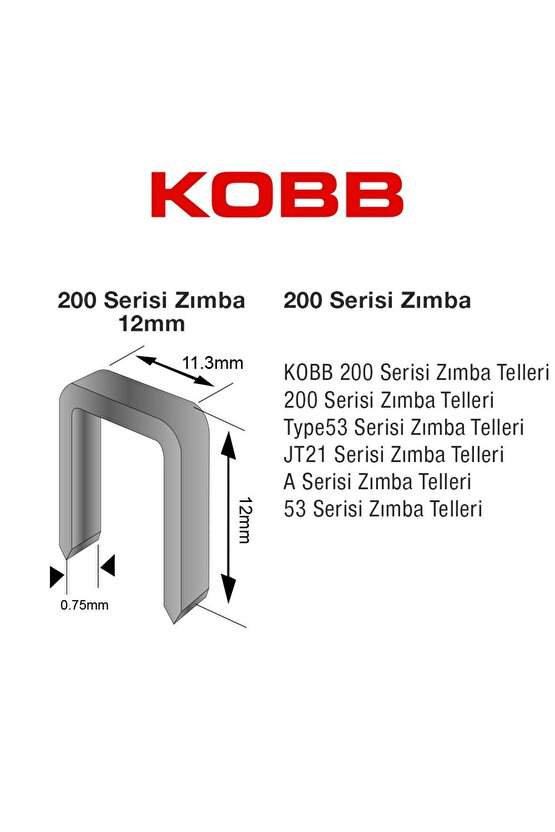 KBZ212 12mm 2500 Adet 200 Serisi Ağır Hizmet Tipi Zımba Teli