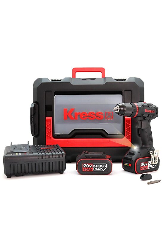 KUC30 20Volt4.0Ah Li-ion Çift Akülü Kömürsüz Profesyonel Şarjlı Darbeli Matkap