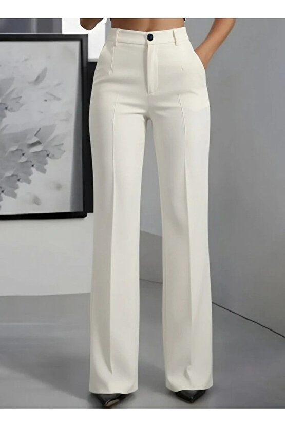 MDB Kadın Yüksek Bel Cepli Ithal Krep Pantolon