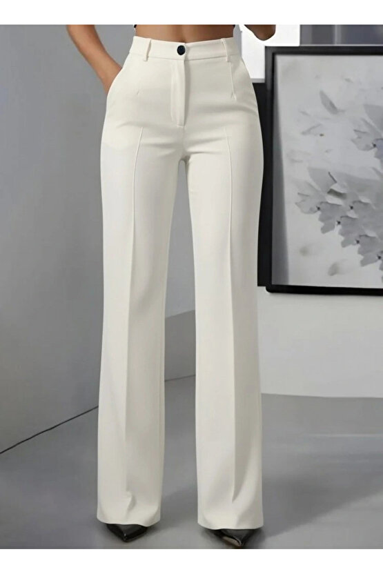 MDB Kadın Yüksek Bel Cepli Ithal Krep Pantolon