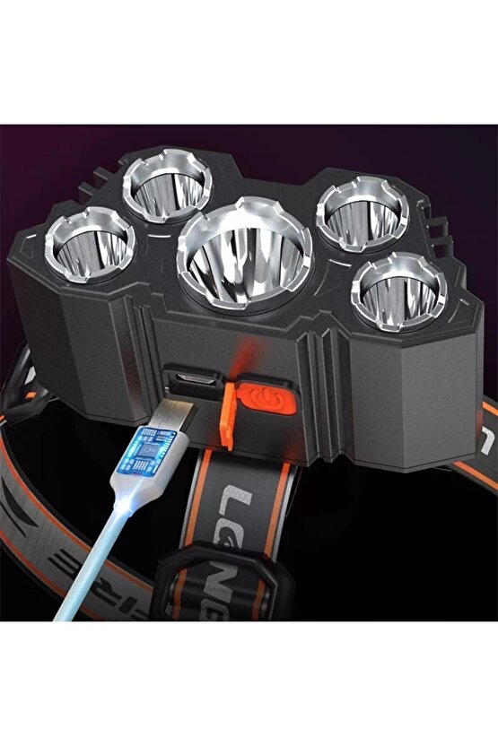 X- Riko 150w Ultra Güçlü Led Şarjlı 5 Led 5x Cree Led Kafa Feneri Avcı Feneri Balıkçı Kamp Feneri