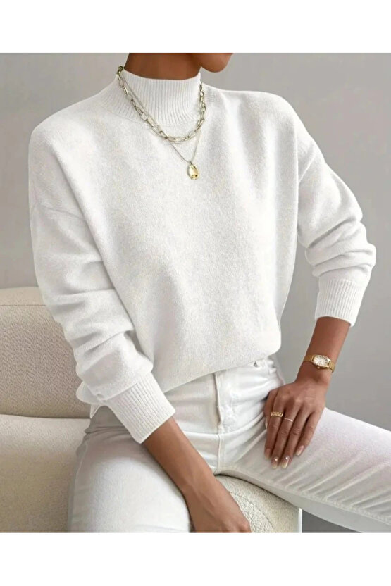 Kadın Uzun Kollu Balıkçı Yaka Triko Bluz