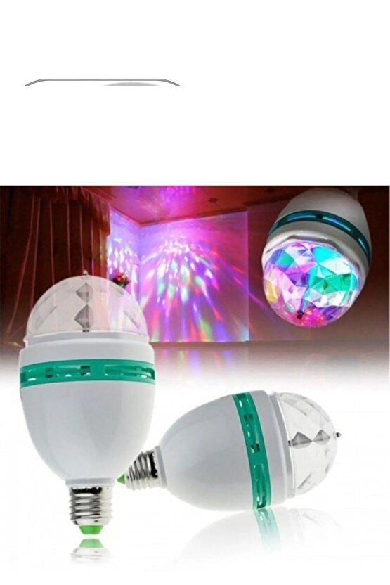 Renkli Disko Ampulü Lambası E27 Duy Dahil Led Ampul Dönen Disco Topu Lambası