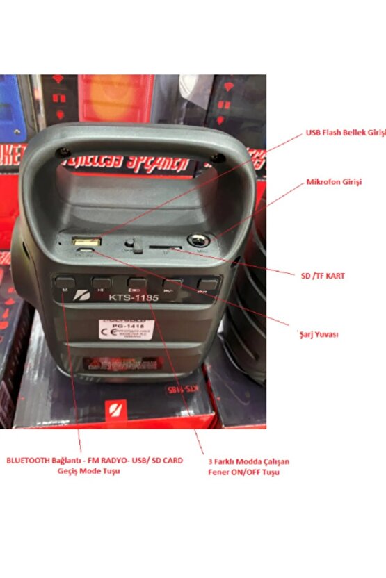 Bluetooth Hoparlör Led Ikaz Işıklı El Fenerli Kablosuz Ses Bombası Fm Radyolu Usb Ve Tf Kart Giriş