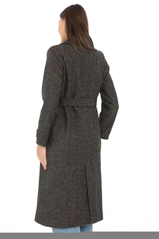 Kadın Uzun Kollu V şerit Yakalı Kısa Viskon Iki Iplik Elbise